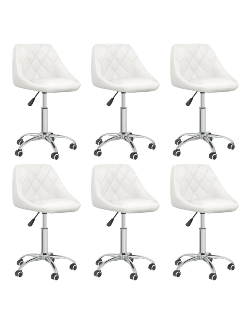 imagem de vidaXL Cadeiras de jantar giratórias 6 pcs couro artificial branco2