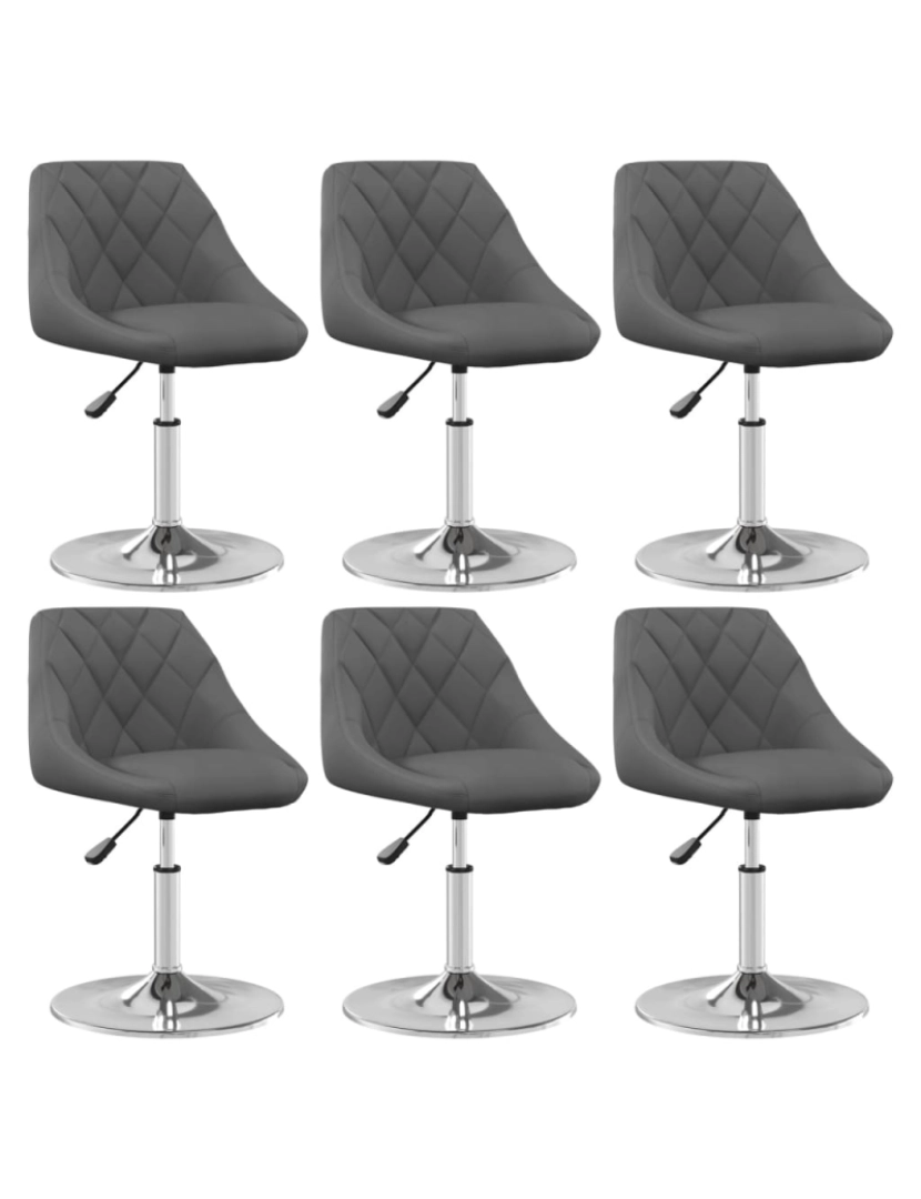 imagem de vidaXL Cadeiras de jantar giratórias 6 pcs veludo cinzento-escuro1