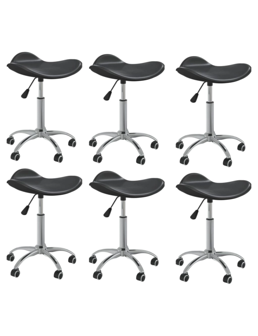 imagem de vidaXL Cadeiras de jantar giratórias 6 pcs couro artificial preto1