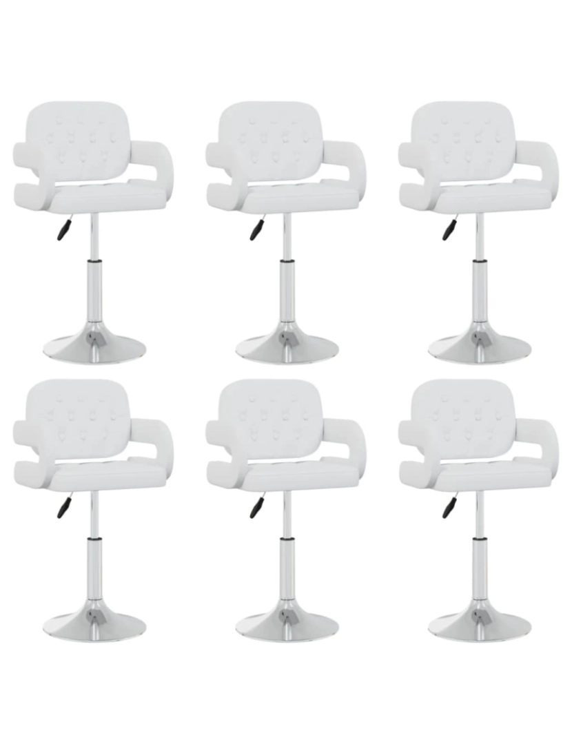 imagem de vidaXL Cadeiras de jantar giratórias 6 pcs couro artificial branco1