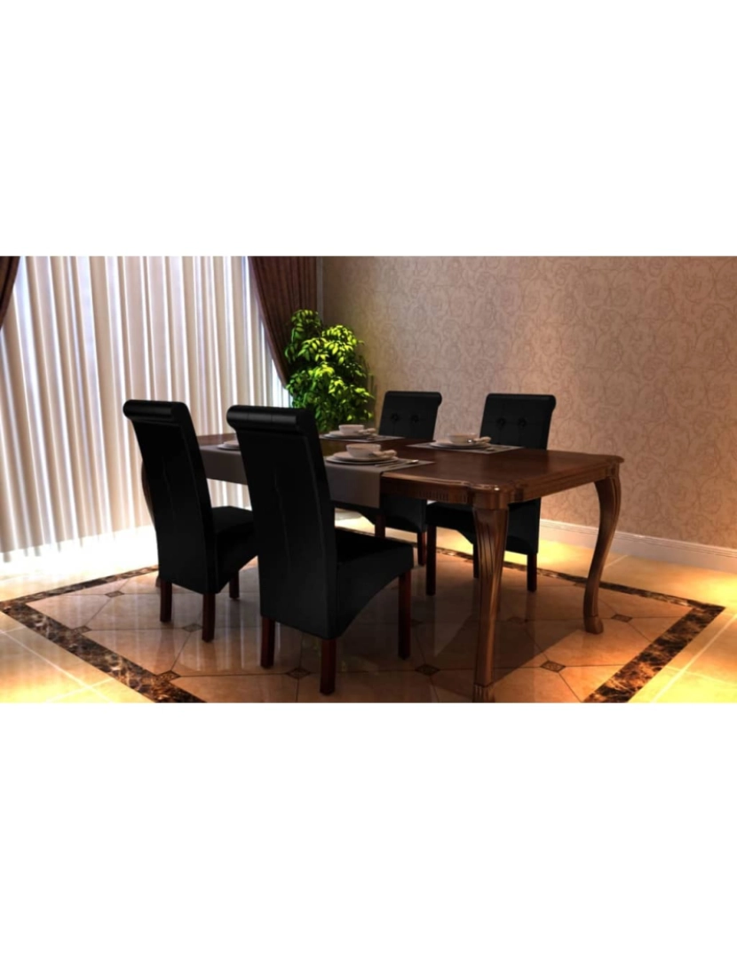 imagem de vidaXL Cadeiras de jantar 4 pcs couro artificial preto3