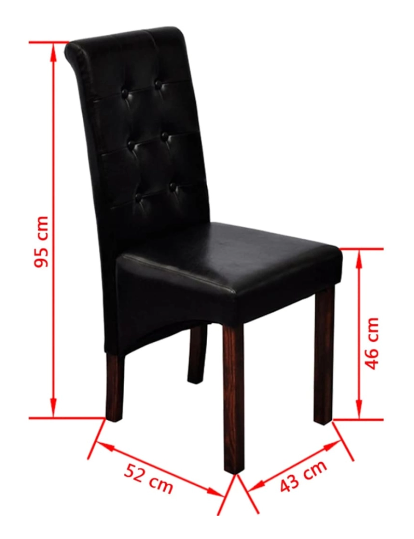imagem de vidaXL Cadeiras de jantar 4 pcs couro artificial preto7
