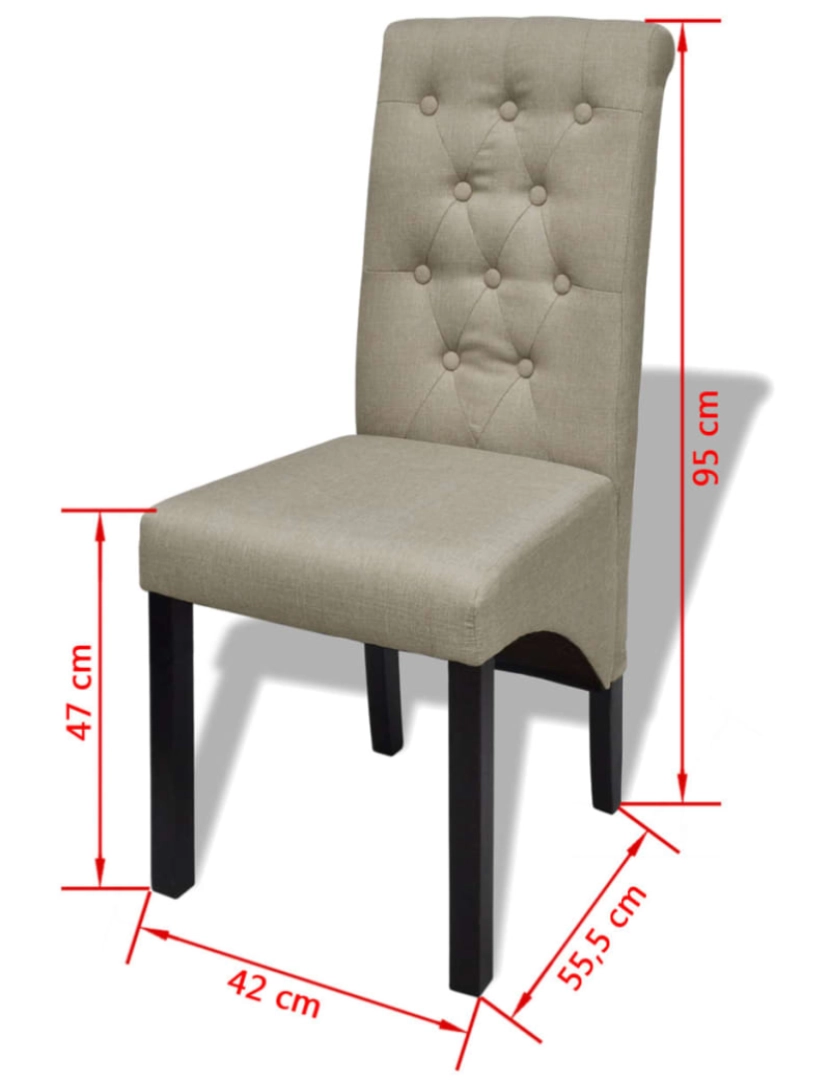 imagem de vidaXL Cadeiras de jantar 2 pcs tecido bege8