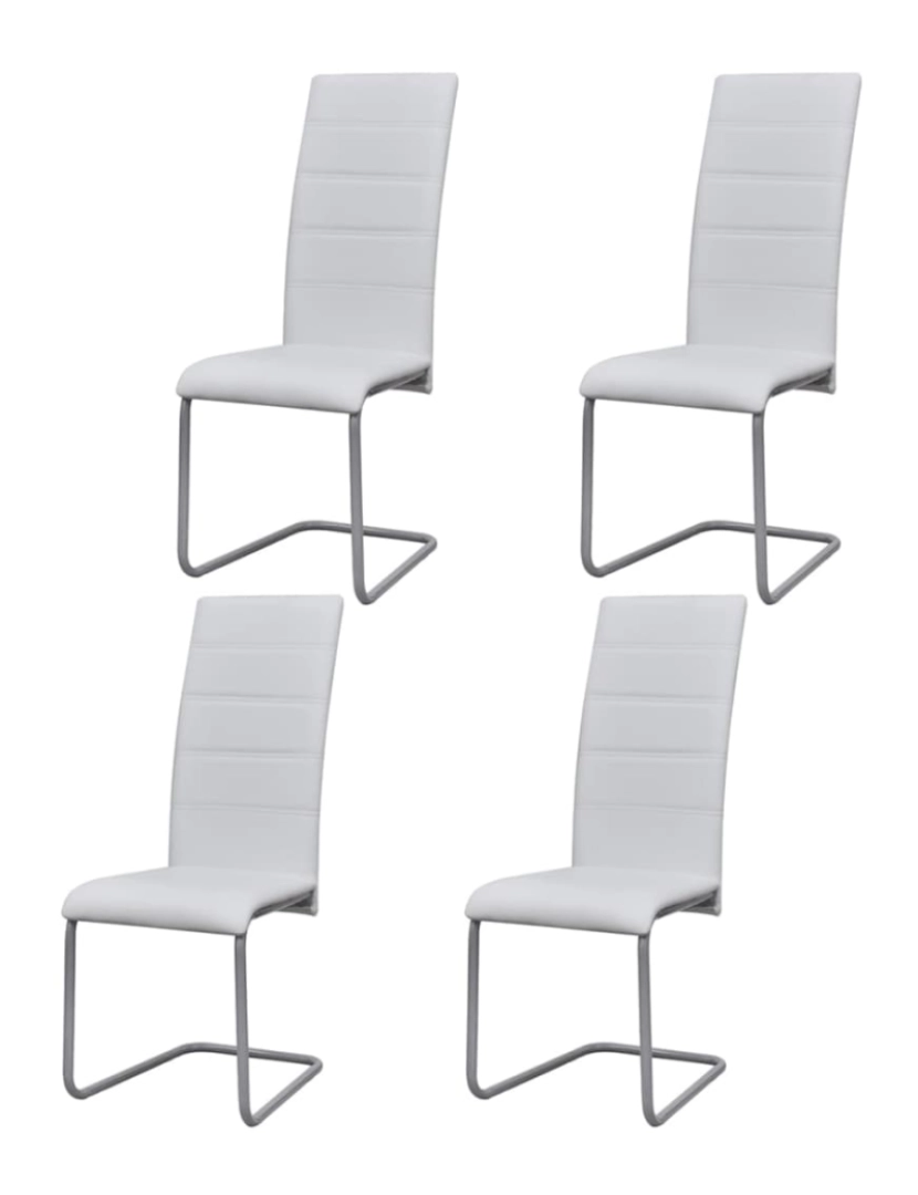 imagem de vidaXL Cadeiras de jantar cantilever 4 pcs couro artificial branco1