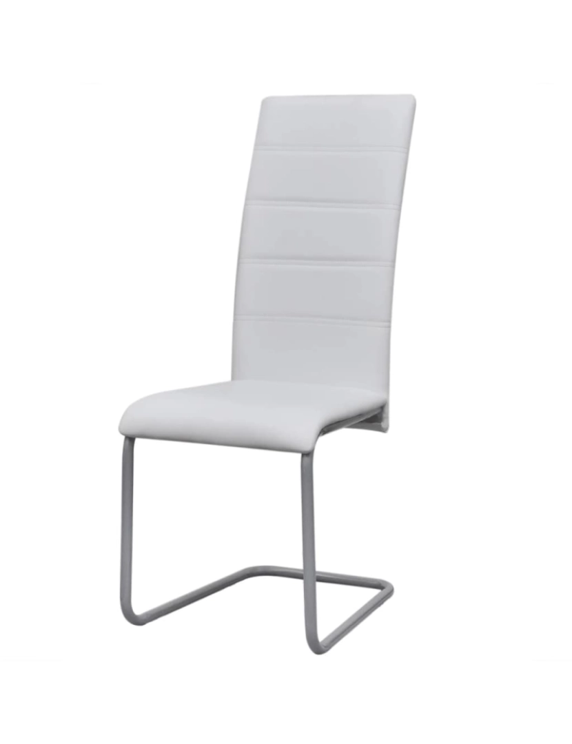 imagem de vidaXL Cadeiras de jantar cantilever 4 pcs couro artificial branco3