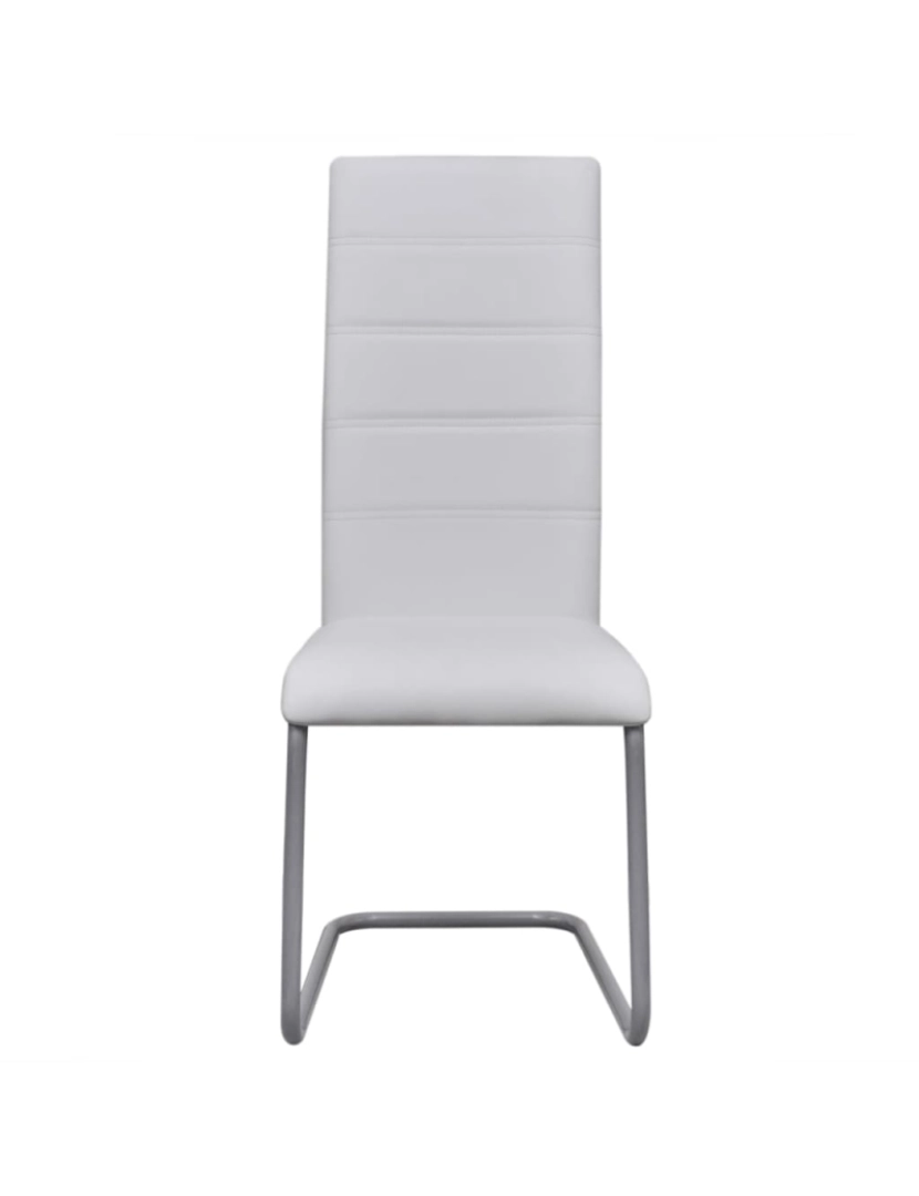 imagem de vidaXL Cadeiras de jantar cantilever 4 pcs couro artificial branco4