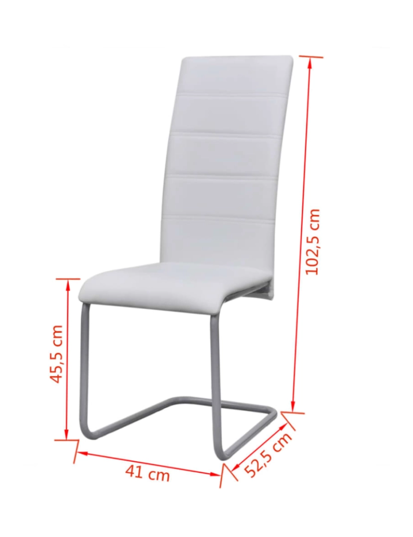 imagem de vidaXL Cadeiras de jantar cantilever 4 pcs couro artificial branco9