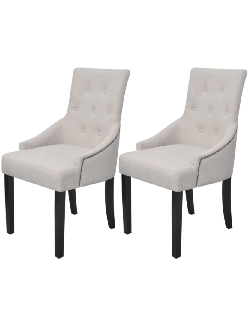imagem de vidaXL Cadeiras de jantar 2 pcs tecido cinzento creme1