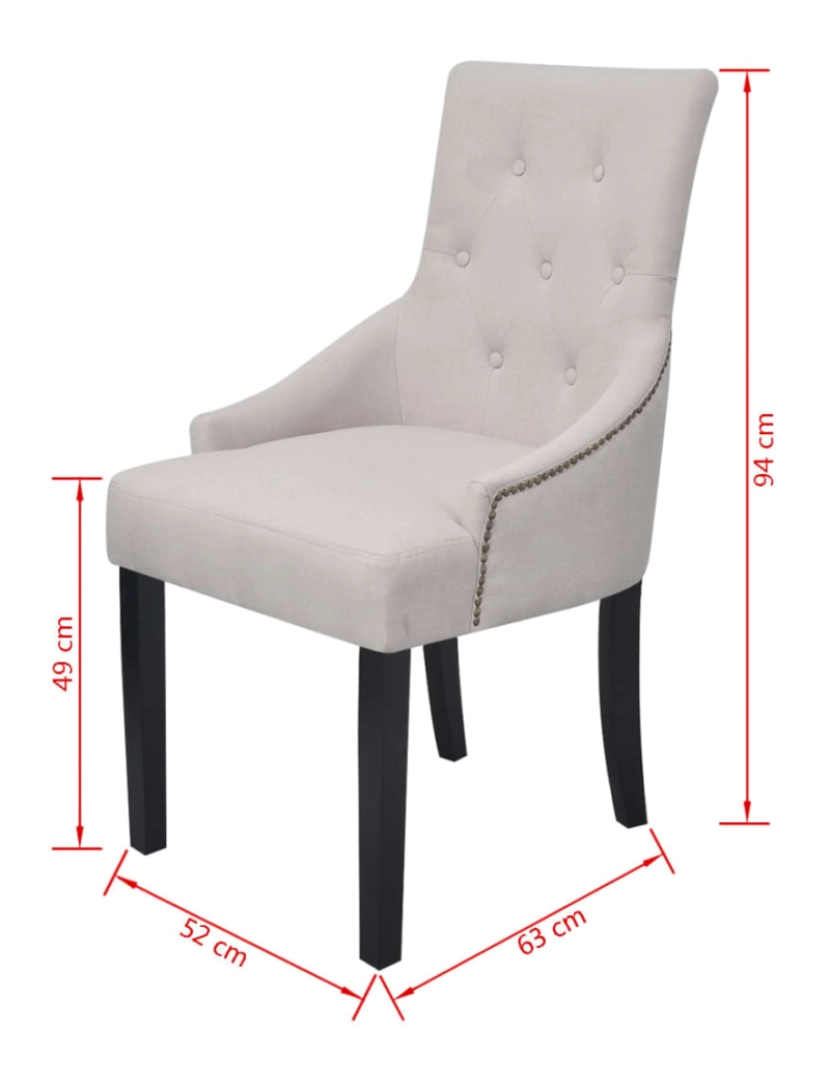 imagem de vidaXL Cadeiras de jantar 2 pcs tecido cinzento creme8
