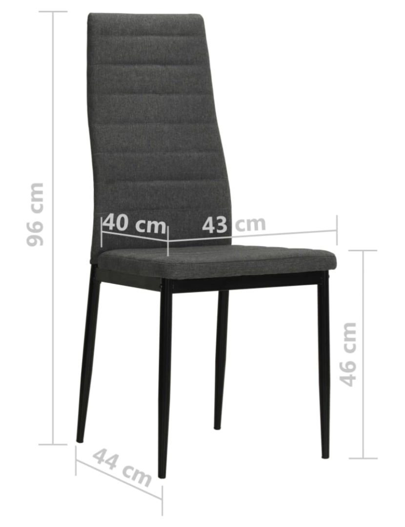 imagem de vidaXL Cadeiras de jantar 4 pcs tecido cinzento-escuro9