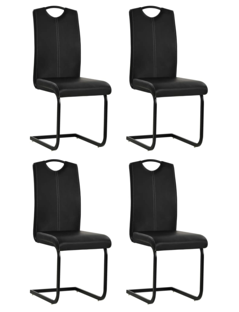 imagem de vidaXL Cadeiras de jantar cantilever 4 pcs couro artificial preto1