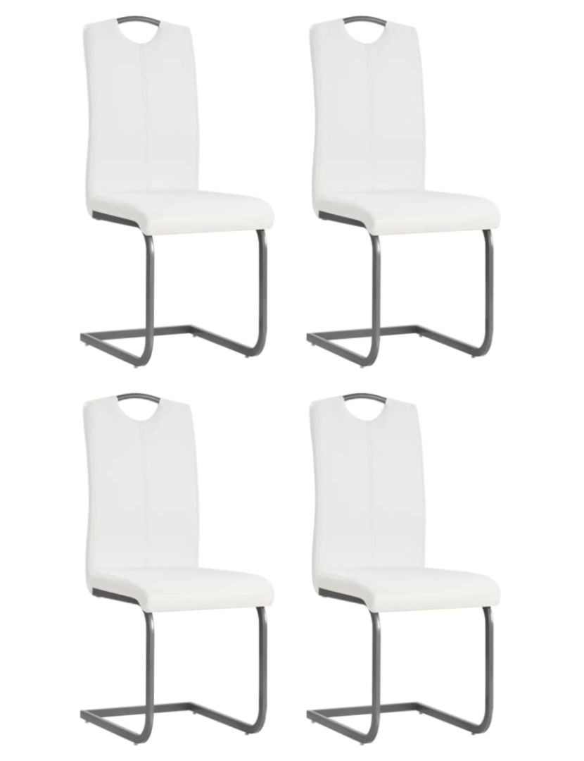 Vidaxl - vidaXL Cadeiras de jantar cantilever 4 pcs couro artificial branco