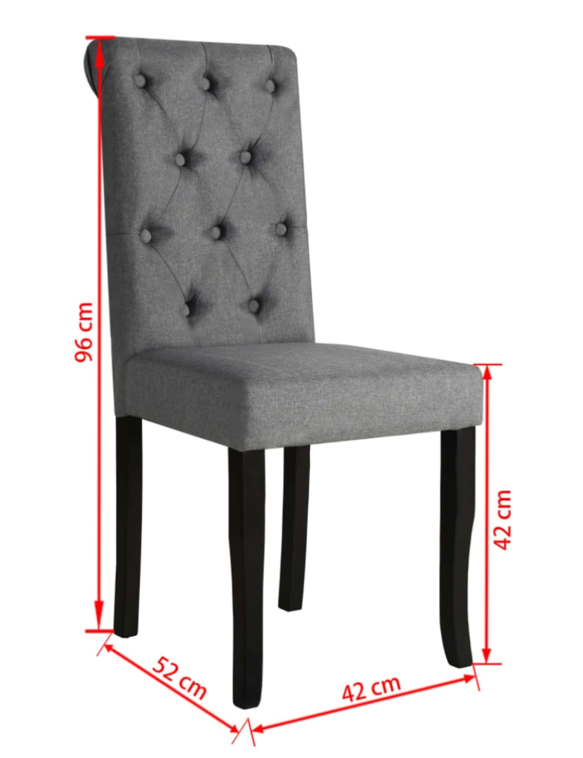 imagem de vidaXL Cadeiras de jantar 4 pcs tecido cinzento-escuro8