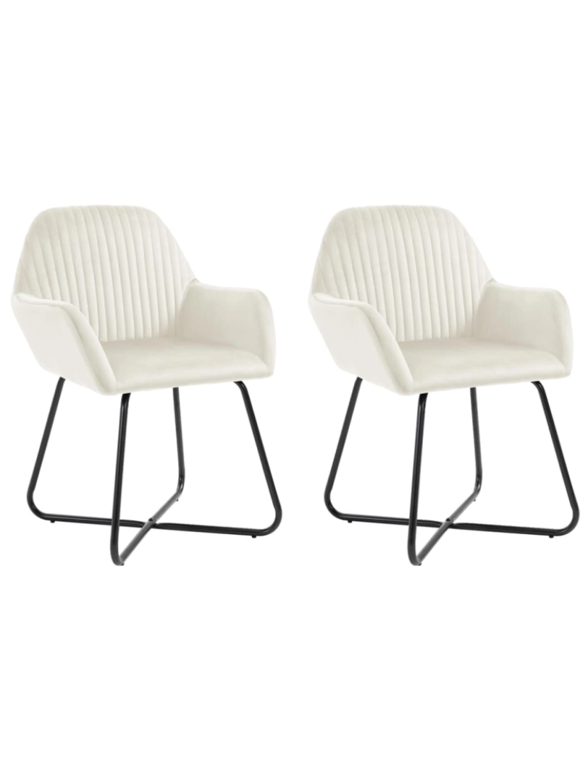 imagem de vidaXL Cadeiras de jantar 2 pcs veludo cor creme1