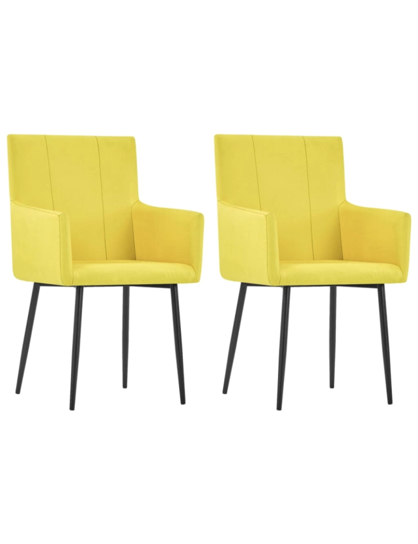 imagem de vidaXL Cadeiras de jantar com apoio de braços 2 pcs tecido amarelo1