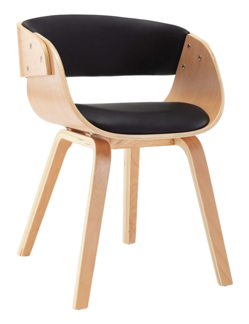 imagem de vidaXL Cadeira de jantar madeira curvada e couro artificial preto1