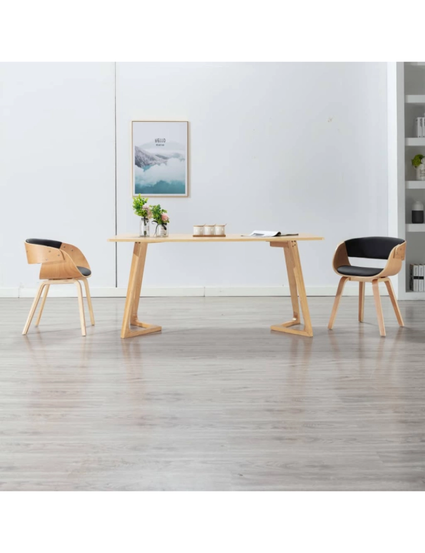 imagem de vidaXL Cadeira de jantar madeira curvada e couro artificial preto2