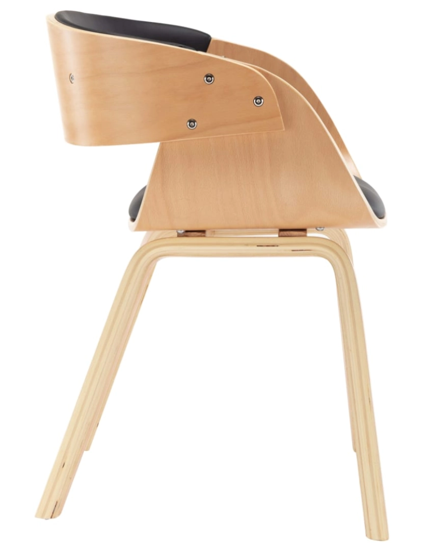 imagem de vidaXL Cadeira de jantar madeira curvada e couro artificial preto6