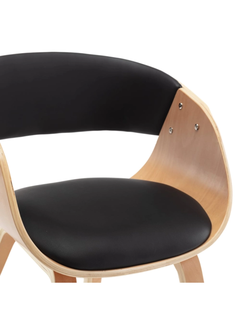 imagem de vidaXL Cadeira de jantar madeira curvada e couro artificial preto7