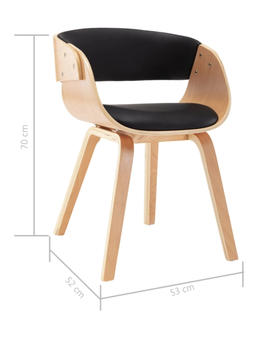 imagem de vidaXL Cadeira de jantar madeira curvada e couro artificial preto8