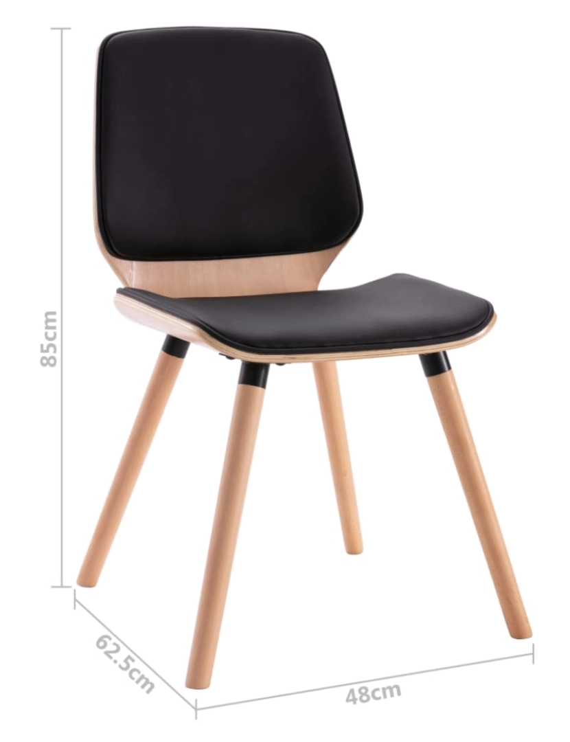 imagem de vidaXL Cadeiras de jantar 2 pcs couro artificial preto10