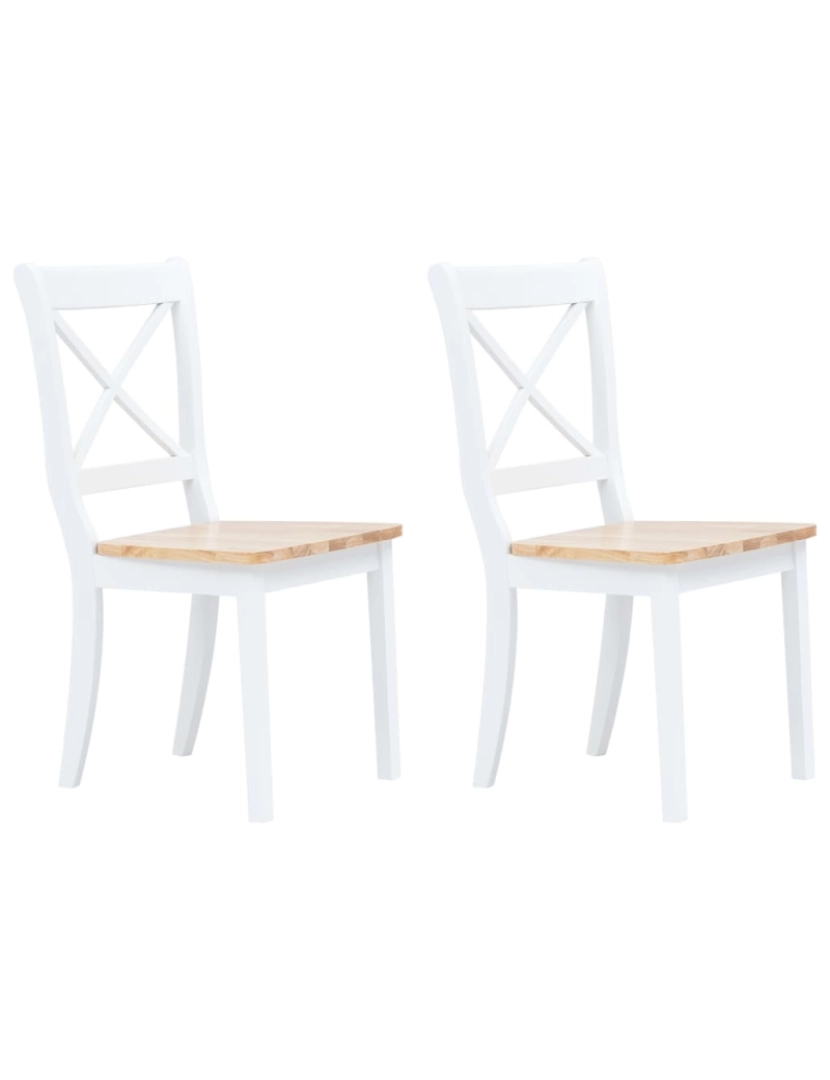 Vidaxl - vidaXL Cadeiras de jantar 2pcs seringueira maciça branco/madeira clara