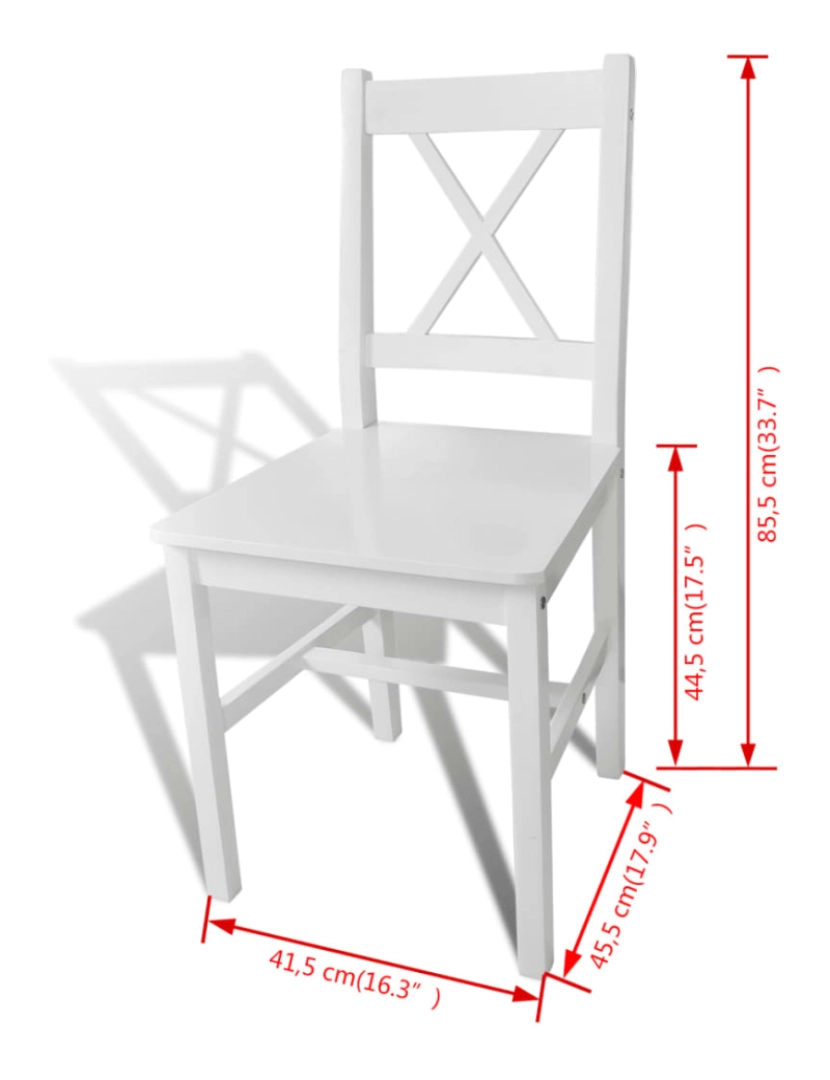 imagem de vidaXL Cadeiras de jantar 2 pcs madeira de pinho branco6