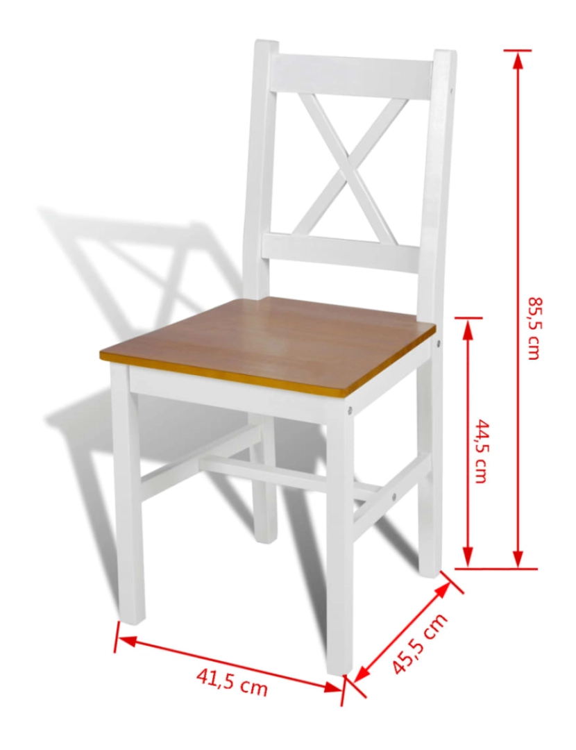 imagem de vidaXL Cadeiras de jantar 2 pcs madeira de pinho branco6