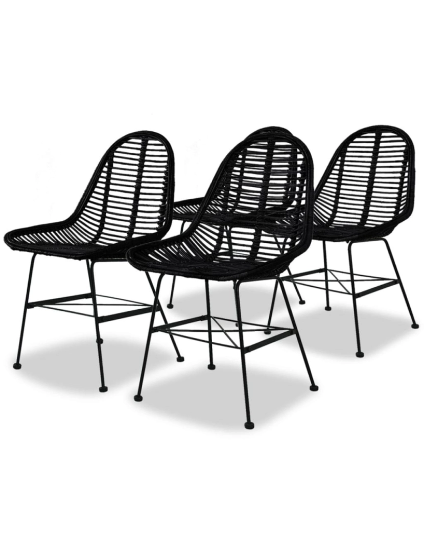 Vidaxl - vidaXL Cadeiras de jantar 4 pcs vime genuíno preto