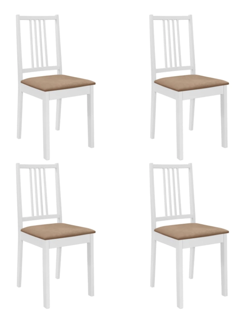 Vidaxl - vidaXL Cadeiras de jantar com almofadões 4 pcs madeira maciça branco