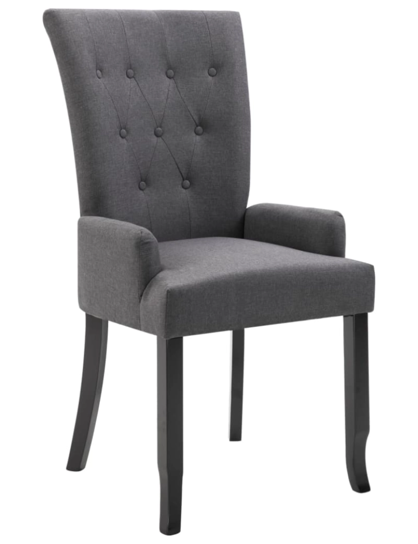 imagem de vidaXL Cadeira de jantar com apoio de braços tecido cinzento-escuro1