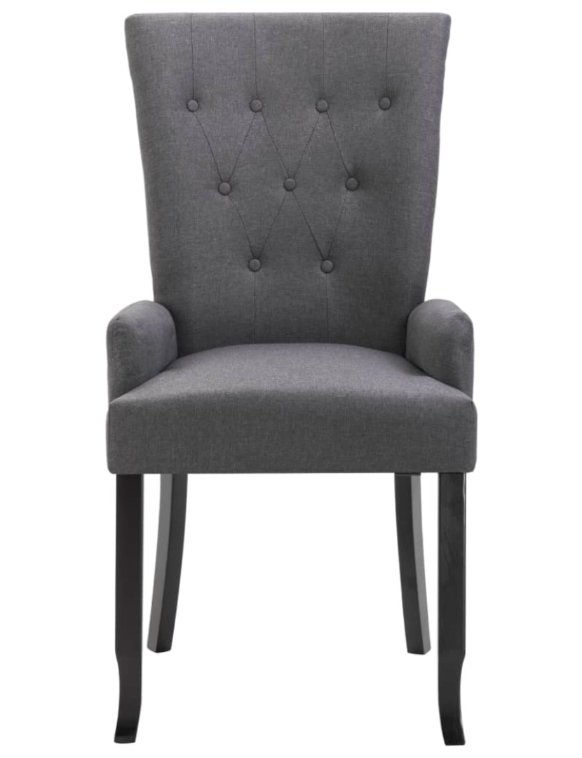 imagem de vidaXL Cadeira de jantar com apoio de braços tecido cinzento-escuro4