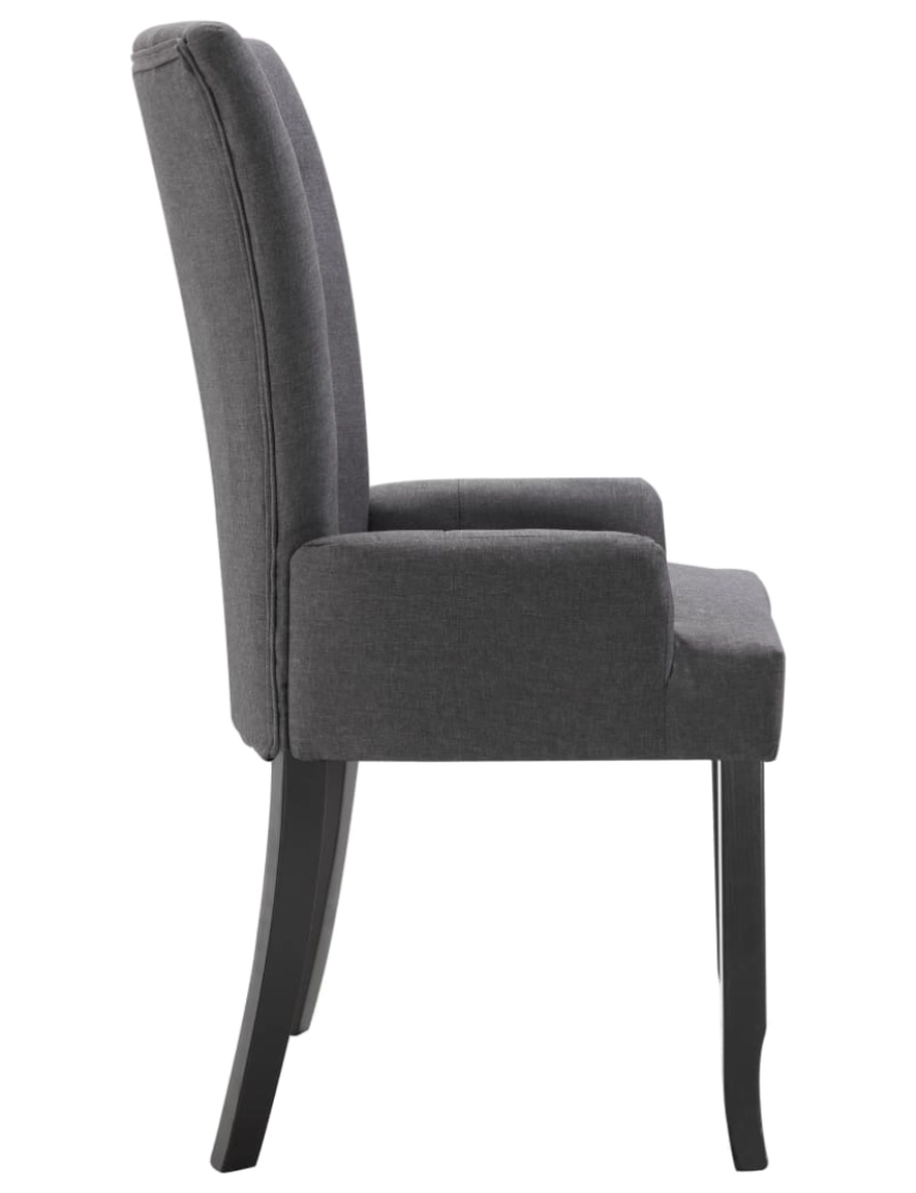 imagem de vidaXL Cadeira de jantar com apoio de braços tecido cinzento-escuro5