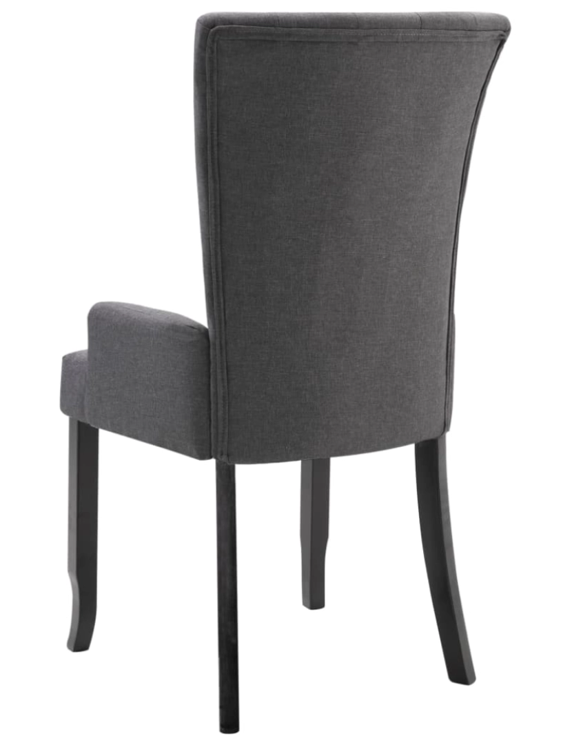imagem de vidaXL Cadeira de jantar com apoio de braços tecido cinzento-escuro6