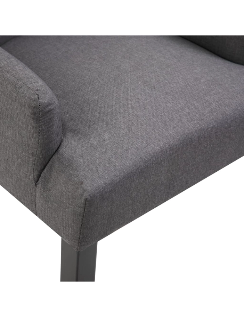 imagem de vidaXL Cadeira de jantar com apoio de braços tecido cinzento-escuro7