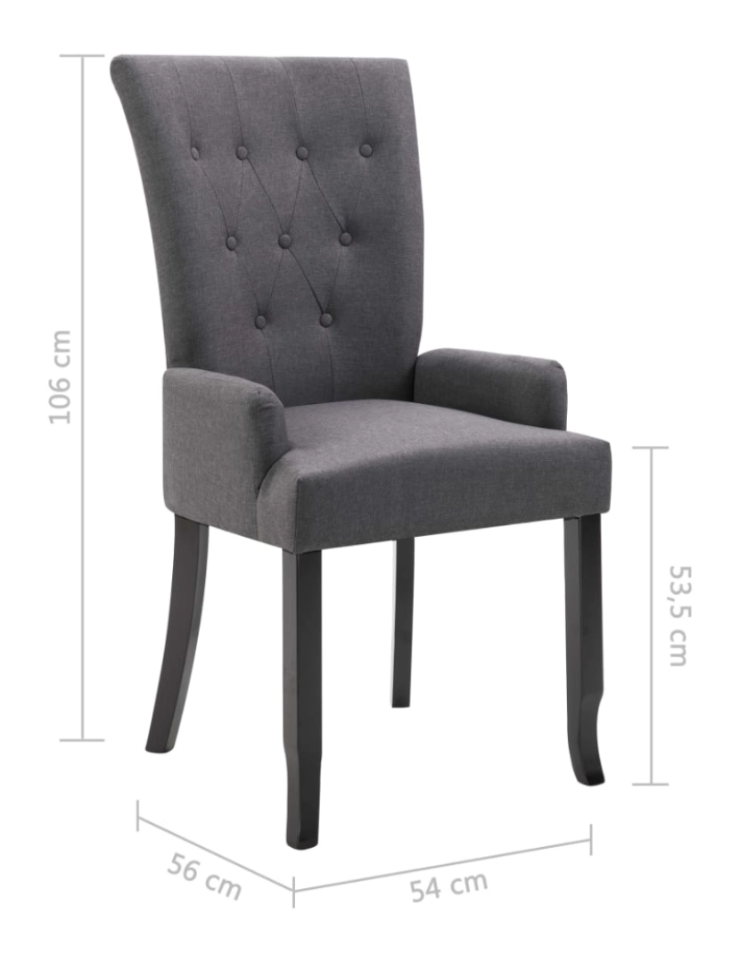 imagem de vidaXL Cadeira de jantar com apoio de braços tecido cinzento-escuro9