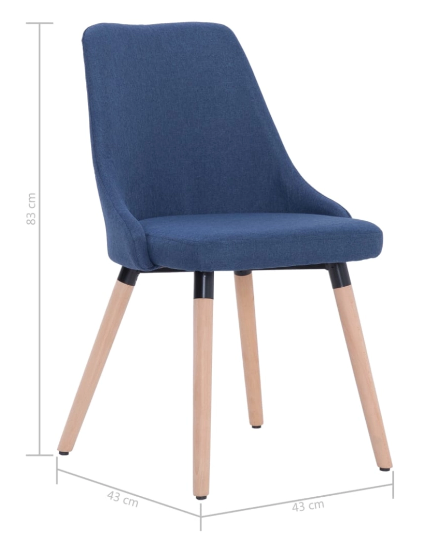 imagem de vidaXL Cadeiras de jantar 2 pcs tecido azul9