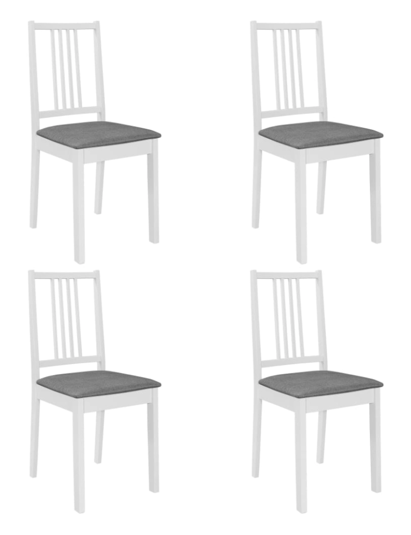 Vidaxl - vidaXL Cadeiras de jantar com almofadões 4 pcs madeira maciça branco