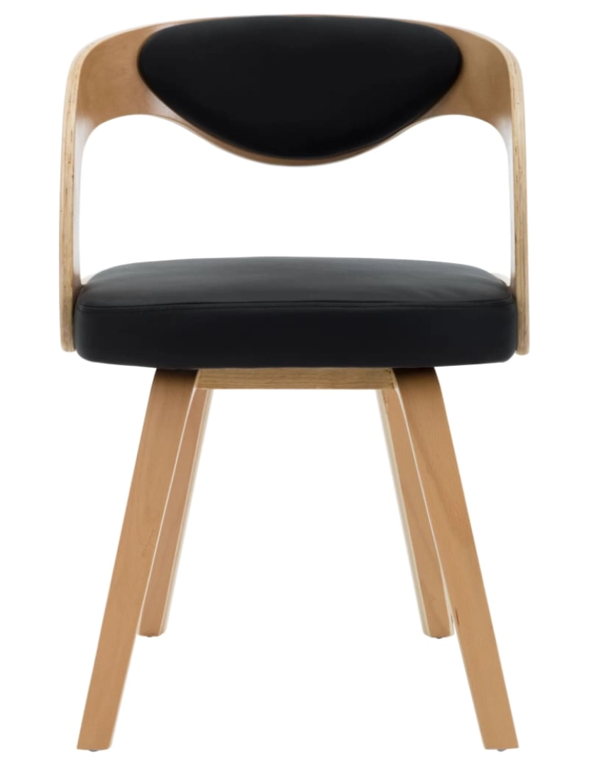 imagem de vidaXL Cadeiras jantar 2 pcs madeira curvada e couro artificial preto4