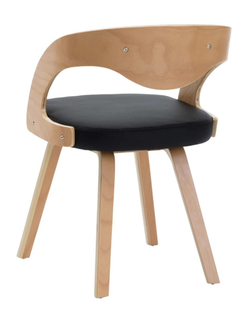 imagem de vidaXL Cadeiras jantar 2 pcs madeira curvada e couro artificial preto6
