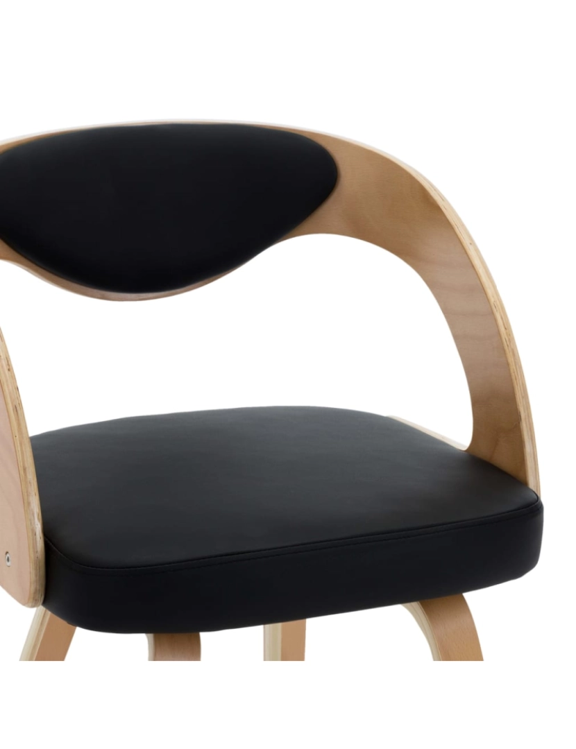 imagem de vidaXL Cadeiras jantar 2 pcs madeira curvada e couro artificial preto7