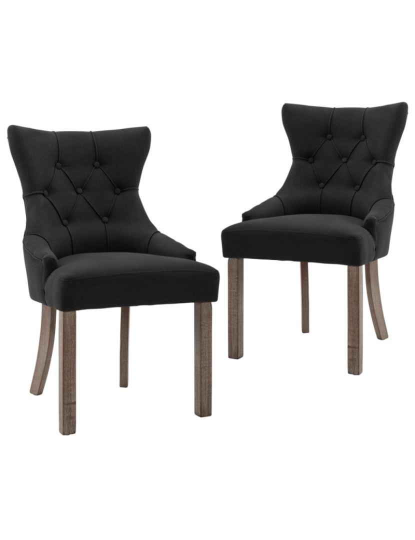 imagem de vidaXL Cadeiras de jantar 2 pcs tecido preto1