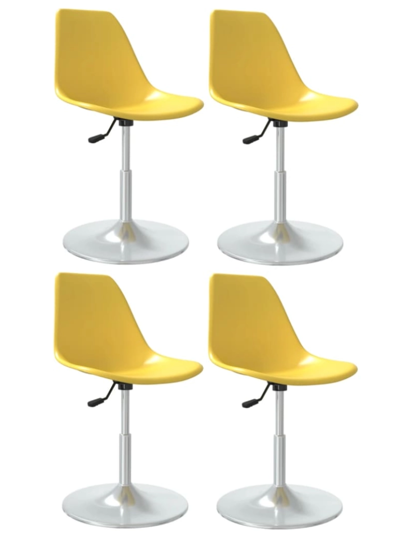 imagem de vidaXL Cadeiras de jantar giratórias 4 pcs PP amarelo3