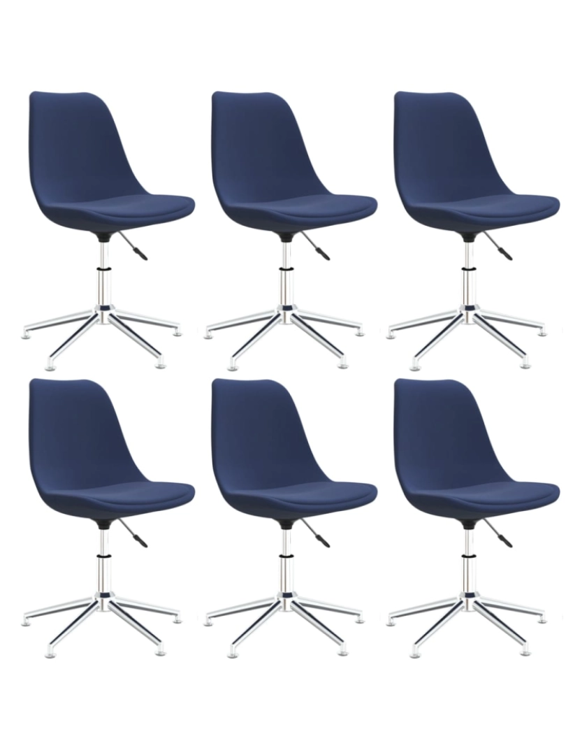 imagem de vidaXL Cadeiras de jantar giratórias 6 pcs tecido azul1