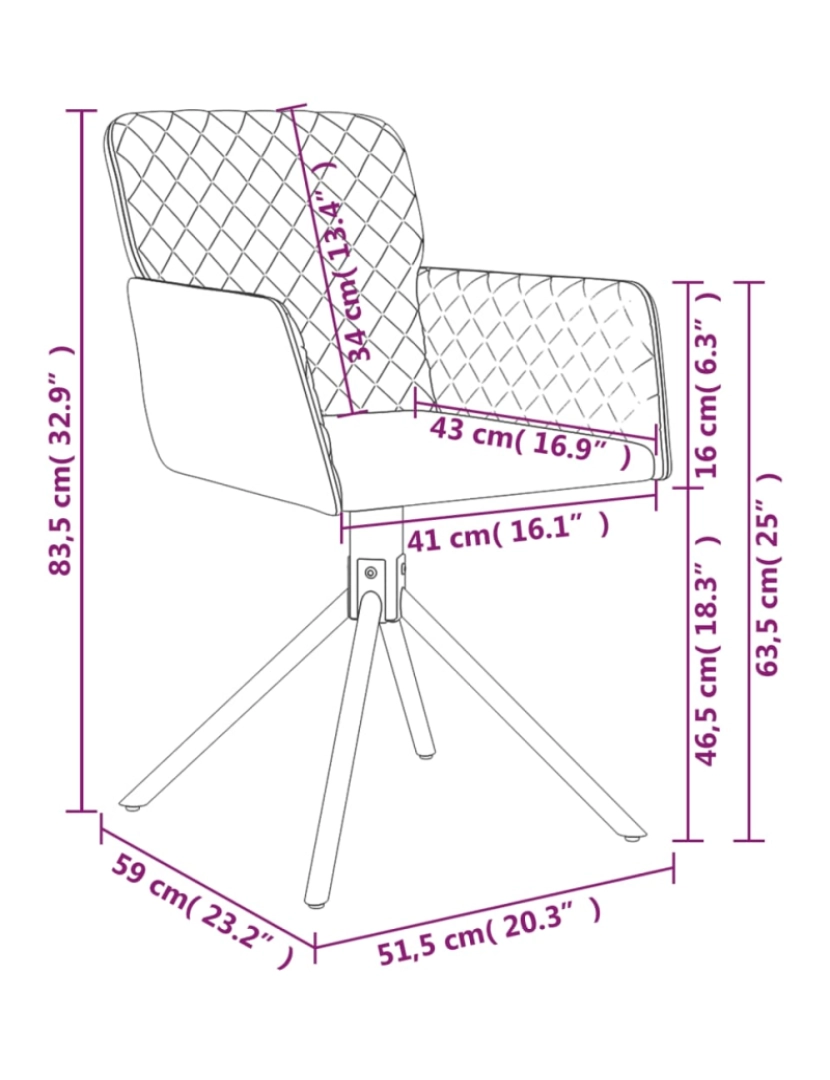 imagem de vidaXL Cadeiras de jantar giratórias 2 pcs veludo rosa11