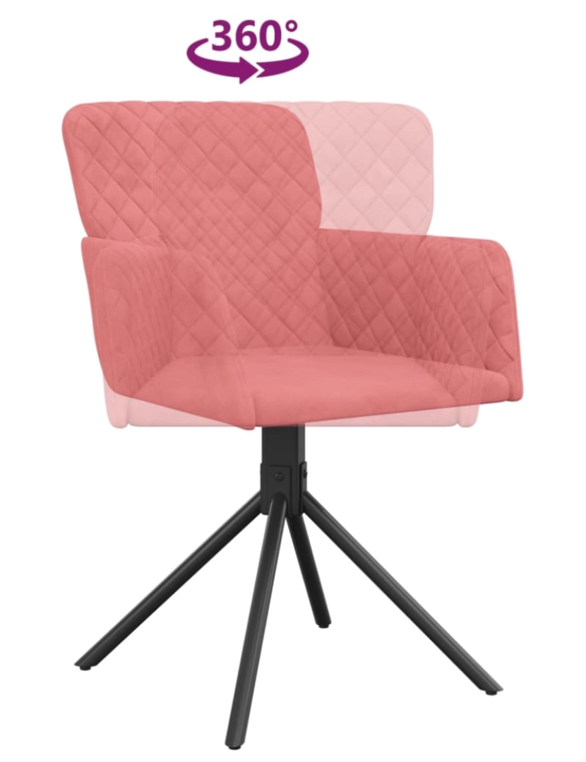 imagem de vidaXL Cadeiras de jantar giratórias 2 pcs veludo rosa9