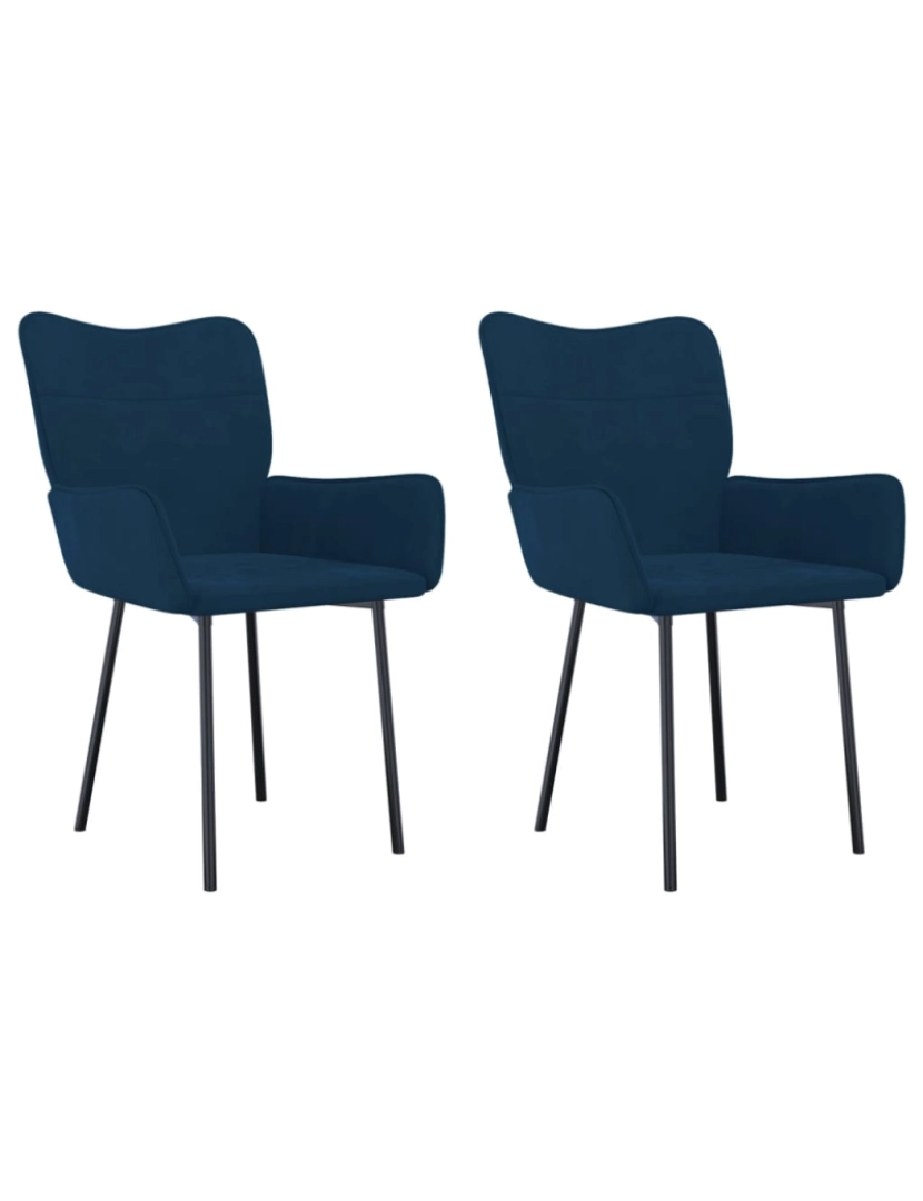 imagem de vidaXL Cadeiras de jantar 2 pcs veludo azul1