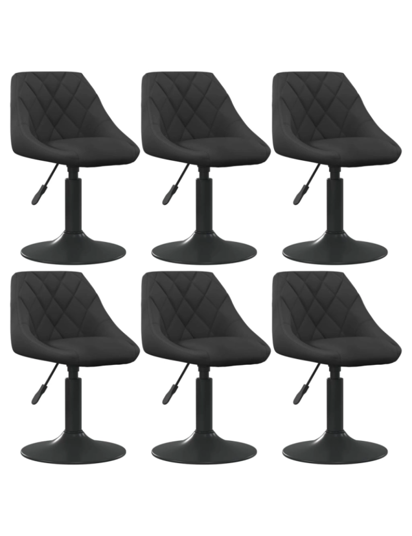 imagem de vidaXL Cadeiras de jantar giratórias 6 pcs veludo preto1