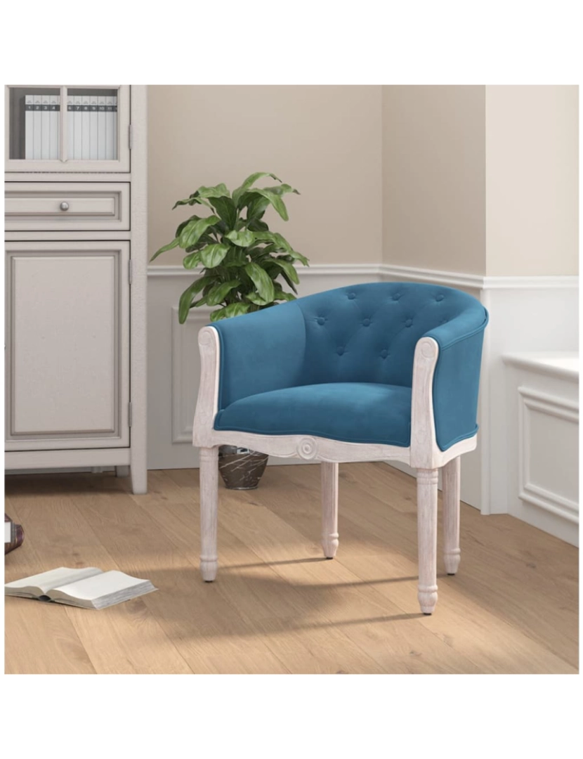 imagem de vidaXL Cadeira de jantar veludo azul2