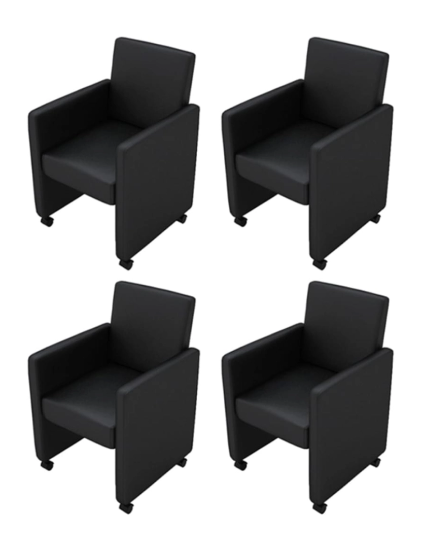 imagem de vidaXL Cadeiras de jantar 4 pcs couro artificial preto1